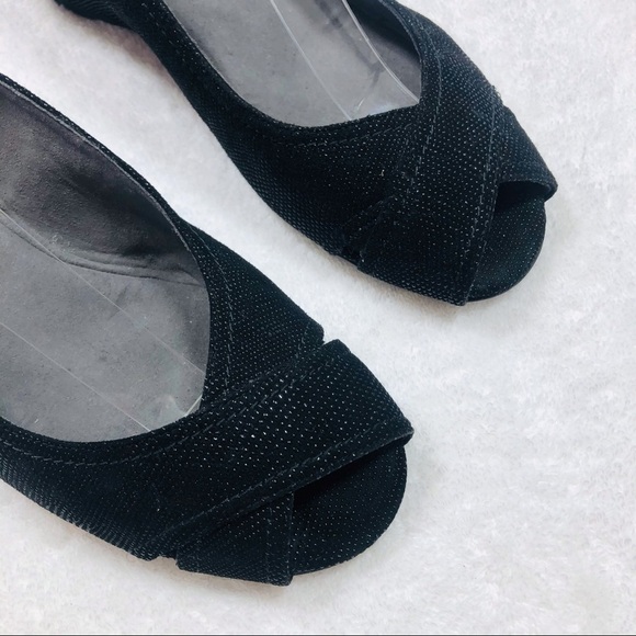 Stuart Weitzman 🔥SALE🔥 black peep toe wedge sandals sz 8 - Picture 14 of 14